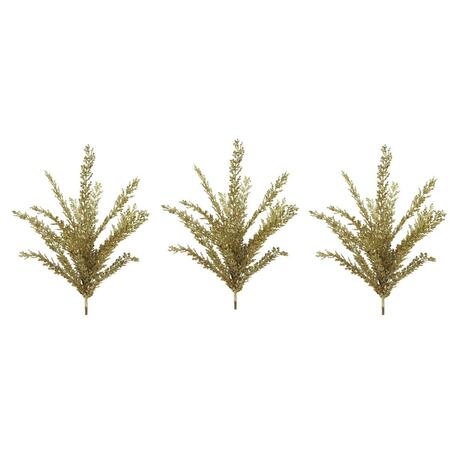 ADLMIRED BY NATURE 23 in. Glitter Filigree Leaf Spray Christmas Decor, Gold - Set of 3 GXL7706-GOLD-3